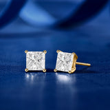 Moissanite 4 Prong Solitaire Stud Earrings