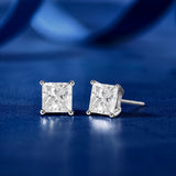 Moissanite 4 Prong Solitaire Stud Earrings