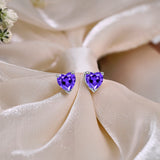 Gorgeous 1.5 Carat Heart Cut - Alexandrite - June Birthstone Solitaire Stud Earrings in 18K  Gold Plating for Women