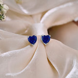 Gorgeous 1.5 Carat Heart Cut - Royal Blue Sapphire - September Birthstone Solitaire Stud Earrings in 18K  Gold Plating for Women
