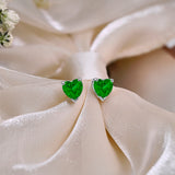Gorgeous 1.5 Carat Heart Cut - Emerald - May Birthstone Solitaire Stud Earrings in 18K  Gold Plating for Women