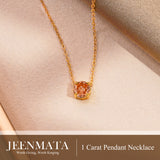 1 Carat Round Cut Champagne Cubic Zirconia Pendant Necklace - Give for Her in Yellow Gold Plating for Women
