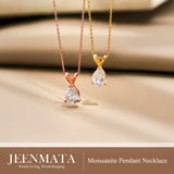 1/2 Carat Oval/Pear Shape Moissanite - Classic Pendant Necklace - 18K Gold Plating for Women