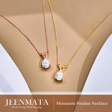 1/2 Carat Oval/Pear Shape Moissanite - Classic Pendant Necklace - 18K Gold Plating for Women
