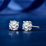 Moissanite 4 Prong Solitaire Stud Earrings