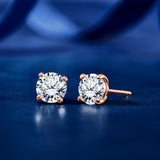 Moissanite 4 Prong Solitaire Stud Earrings