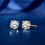 Moissanite 4 Prong Solitaire Stud Earrings