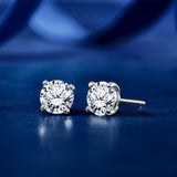 Moissanite 4 Prong Solitaire Stud Earrings