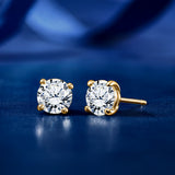 Moissanite 4 Prong Solitaire Stud Earrings