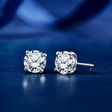 Moissanite 4 Prong Solitaire Stud Earrings