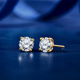 Moissanite 4 Prong Solitaire Stud Earrings