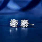 Moissanite 4 Prong Solitaire Stud Earrings