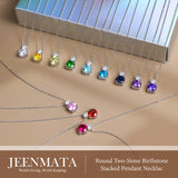 3.25 Carat Cubic Zirconia April Birthstone - Round and Pear Cut Dangle Pendant Necklace in 18k White Gold Plated for Women