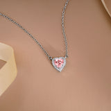 2 Carat Heart Shape Cubic Zirconia Birthstones Halo Necklace