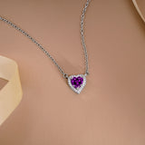 2 Carat Heart Shape Cubic Zirconia Birthstones Halo Necklace