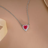 2 Carat Heart Shape Cubic Zirconia Birthstones Halo Necklace