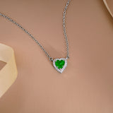 2 Carat Heart Shape Cubic Zirconia Birthstones Halo Necklace