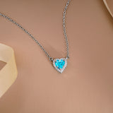 2 Carat Heart Shape Cubic Zirconia Birthstones Halo Necklace