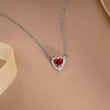 2 Carat Heart Shape Cubic Zirconia Birthstones Halo Necklace