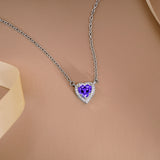 2 Carat Heart Shape Cubic Zirconia Birthstones Halo Necklace