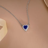 2 Carat Heart Shape Cubic Zirconia Birthstones Halo Necklace
