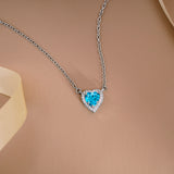 2 Carat Heart Shape Cubic Zirconia Birthstones Halo Necklace