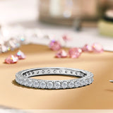 Lab Grown Diamond Eternity Band Ring Timeless Promise Gift in 18K White Gold Plated for Women