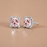 3.5 Carat Round Cut Birthstone Halo Milgrain Stud Earrings