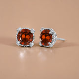 3.5 Carat Round Cut Birthstone Halo Milgrain Stud Earrings
