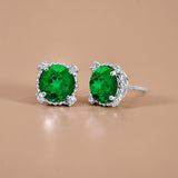 3.5 Carat Round Cut Birthstone Halo Milgrain Stud Earrings