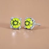 3.5 Carat Round Cut Birthstone Halo Milgrain Stud Earrings