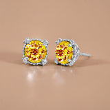 3.5 Carat Round Cut Birthstone Halo Milgrain Stud Earrings