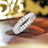 6.25 Carat Princess Cut Cubic Zirconia Eternity Anniversary Ring - Classic Prong Style Wedding Ring in White Gold Plating for Women