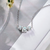 1 Carat Lab Diamond Round Cut Three Stones Necklace