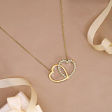 Lab Grown Diamond Interlocking Heart Shape Pendant Necklace