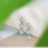 1 Carat Lab Grown Diamond Bezel Drop Earrings - Classic Round Cut Three Stones Dangle Earrings in 18K White Gold Plating for Women