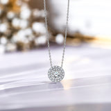 Lab Diamond 1 Carat Round Cut Double Halo Pendant Necklace
