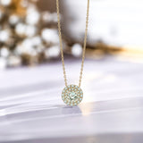 Lab Diamond 1 Carat Round Cut Double Halo Pendant Necklace