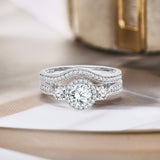 1.30 Ct Round Lab Diamond  -  Vintage Accent Bridal Set
