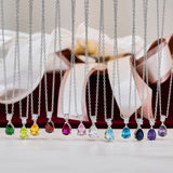 3.25 Carat Birthstones Round and Pear Cut Dangle Necklace