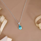 3.25 Carat Birthstones Round and Pear Cut Dangle Necklace