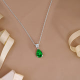 3.25 Carat Birthstones Round and Pear Cut Dangle Necklace