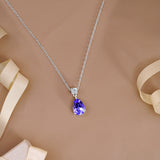 3.25 Carat Birthstones Round and Pear Cut Dangle Necklace