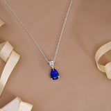 3.25 Carat Birthstones Round and Pear Cut Dangle Necklace