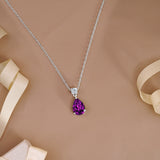 3.25 Carat Birthstones Round and Pear Cut Dangle Necklace