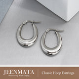 White Gold Plated Classic Hoop Earrings for Women, Lightweight Stainless Steel Earrings, Birthday Gift for Her
