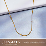 JeenMata 16-18 Inches Bar Link Snake Chain Necklace in Yellow Gold Plating - Fashion Necklace for Everyday Wear