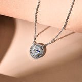 2 Carat Classic Oval Filigree Moissanite Pendant Necklace - in 18K White Gold Plating for Women
