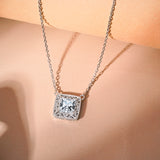 2 Carat Art Deco-Inspired Princess Cut Moissanite Pendant - in 18K White Gold Plating Necklace for Women