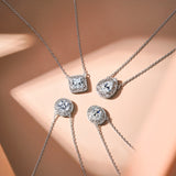 2 Carat Pear Cut Vintage Filigree Necklace - Moissanite Pendant in 18K White Gold Plating for Women
